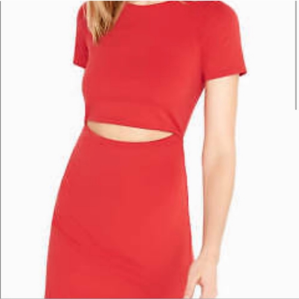 Express Red Keyhole Mini Dress - Picture 2 of 4